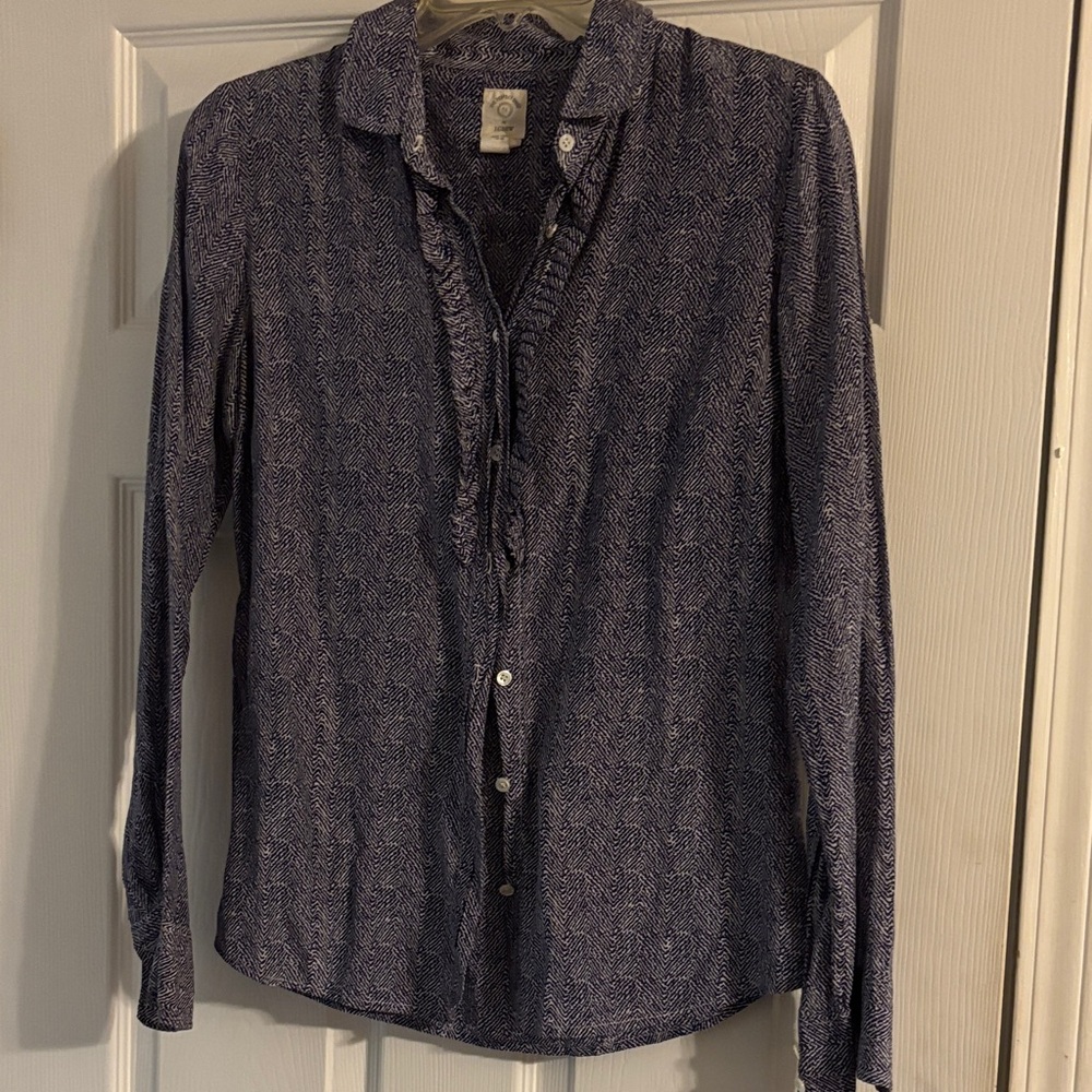 Long-Sleeve Navy Patterned Men’s Shirt